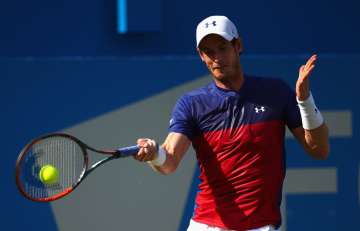 Andy Murray of Great Britain plays a forehand during the men's singles match