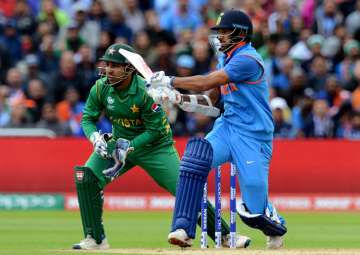 Dhawan plays a shot during ICC Champions Trophy against Pakistan at Edgbaston