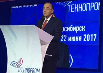 Jaitley addresses the plenary of TECHNOPROM 2017