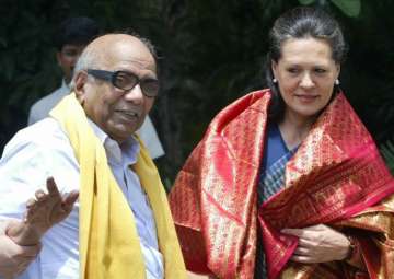 File pic of Karunanidhi and Sonia Gandhi