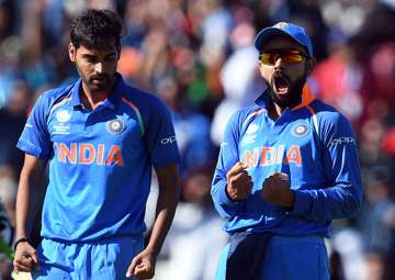India captain Virat Kohli reacts after winning the match against Pakistan.