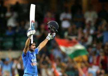 Manish Pandey of India celebrates and acknowledges the crowd