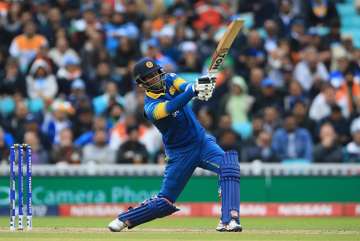 Angelo Mathews in action against India.