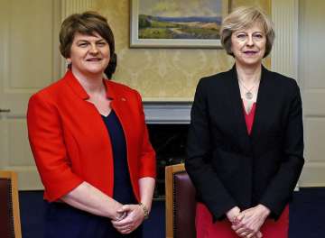 Arlene Foster, leader of emocratic Unionist Party, with Theresa May