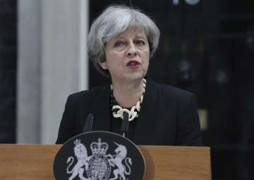 Britain's PM Theresa May makes a statement on terrorist incident in London