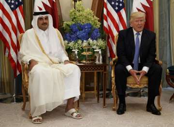 Trump in a bilateral meeting with Qatar's Emir in Riyadh on May 21