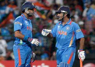 Yuvraj Singh and MS Dhoni during a match`