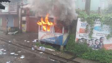  File pic:GJM supporters set a police outpost ablaze in Darjeeling