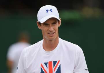 Andy Murray of Great Britain during practice at Wimbledon