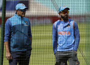 Anil Kumble and Virat Kohli during a nets session