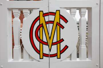 Close-up of the MCC gate at the Pavilion end of the ground