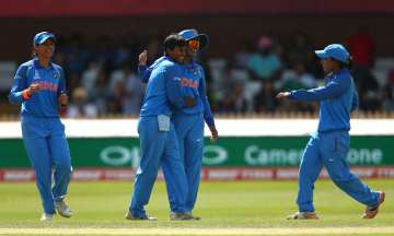 Deepti Sharma celebrates with captain Mithali Raj