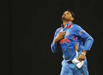 Harbhajan Singh celebrates after the wicket