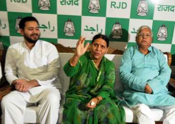 File pic - Lalu, Rabri and Tejashwi during a party legislators' meeting on July 