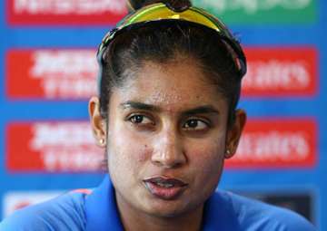 Mithalii Raj speaking at the post-match conference