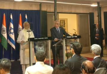 PM Modi and Israeli PM Benjamin Netanyahu during joint press statement