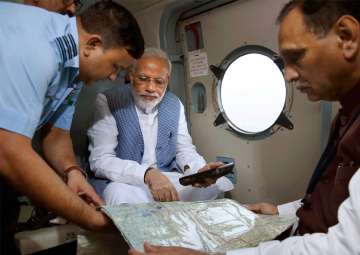 PM undertakes aerial survey of flood-hit areas in Guj