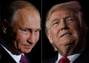 File pic - Vladimir Putin and Donald Trump 