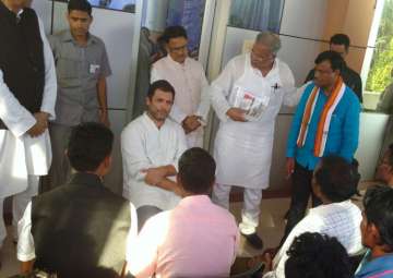 Rahul Gandhi meets party workers during his visit to Bastar on July 28
