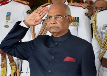 President Ram Nath Kovind taking salute of President's bodyguards
