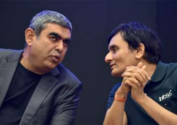 Sikka with CFO MD Ranganath at Infosys headquarters in Bengaluru