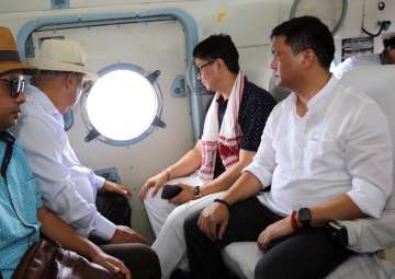 Kiren Rijiju, Pema Khandu undertake aerial survey of flood-hit Arunachal Pradesh