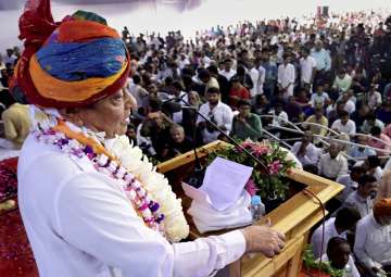 Shankarsinh Vaghela at a public meeting of his supporters on his 77th birthday
