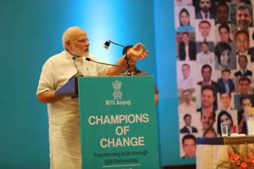 PM Narendra Modi addresses the gathering at NITI Aayog's programme on Tuesday