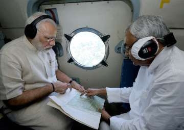 PM Modi conducts aerial survey of flood-hit districts in Bihar