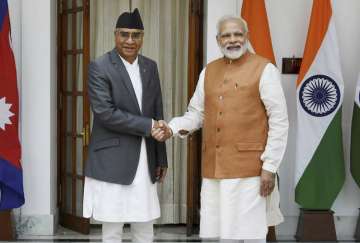 Nepalese PM Sher Bahadur Deuba with PM Narendra Modi