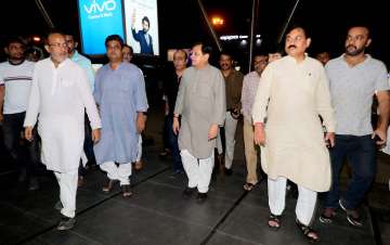 Congress leader Ahmed Patel at Ahmedabad airport 