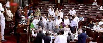 Congress MPs in the well of Rajya Sabha