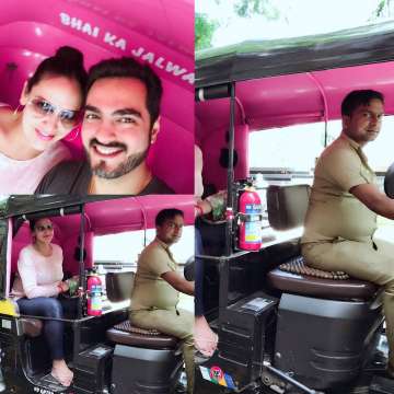 Pregnant Esha Deol rickshaw ride with husband Bharat 
