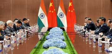 Prime Minister Narendra Modi and Chinese President Xi Jinping at bilateral meet