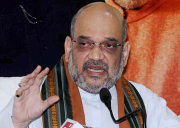 Amit Shah addresses a press conference in Ranchi