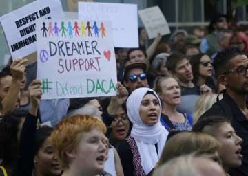 DACA supporters protest outside of the Federal Building in San Francisco 