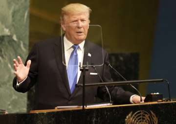 Donald Trump speaks during the United Nations General Assembly