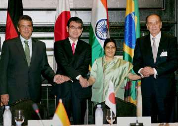 Foreign Ministers of G4 countries during a meeting in New York