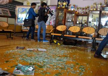 Gurugram: The scene of a vandalized area of the school administration office