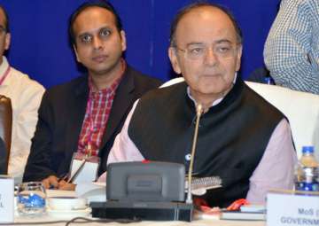 Arun Jaitley at the 21st GST Council meet in Hyderabad