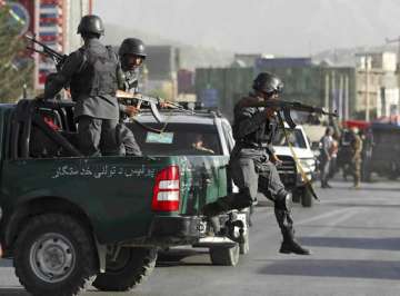 File photo. Afghan security forces outside a blast site. 