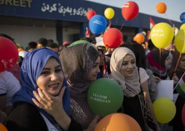 Kurdish women protest against Iraq govt's flight ban order