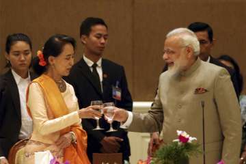 PM Narendra Modi meets Myanmar's State Counsellor Aung San Suu Kyi