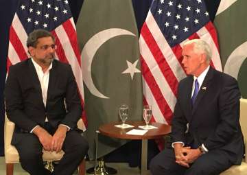 Pak PM Shahid Khaqan Abbasi and US Vice President Mike Pence