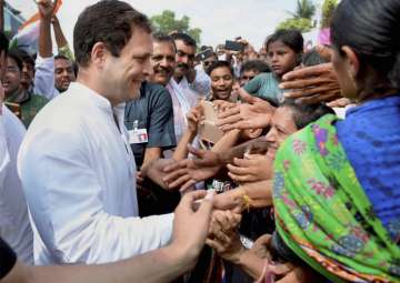 Rahul Gandhi meeting with supporters during his visit to Jamnagar