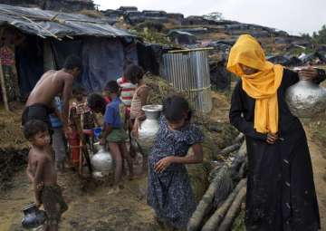 Rohingya Muslims at new refugee camp at Cox’s Bazar Ukhia area