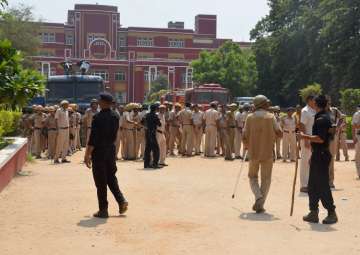 File - Tight security arrangements outside the Ryan International School 