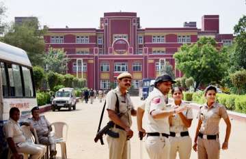 File pic - Cops outside Ryan International School in Gurugram 