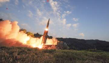 South Korea's Hyunmoo II ballistic missile is fired during an exercise on Sept 4