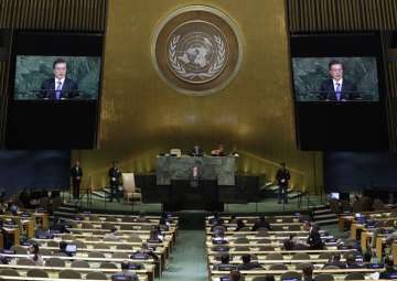 President Moon Jae-in of South Korea addresses the UN General Assembly